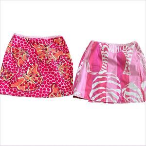 Lilly Pulitzer Vintage Girls Reversible Zebra Butterfly Skirt -2 Skirts in 1 -6X